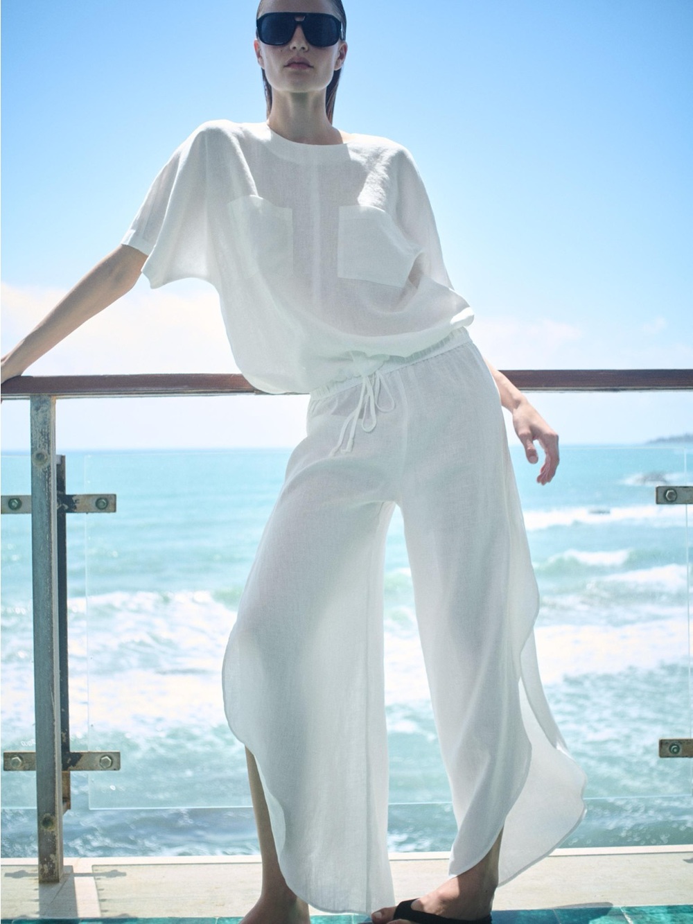 ZW COLLECTION 100% LINEN VENTED PANTS